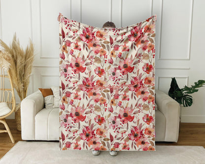 Mothers day gift Idea, Personalized flower pattern in vintage rustic style blanket with Name, Custom blanket gift, Birthday Anniversary Gift