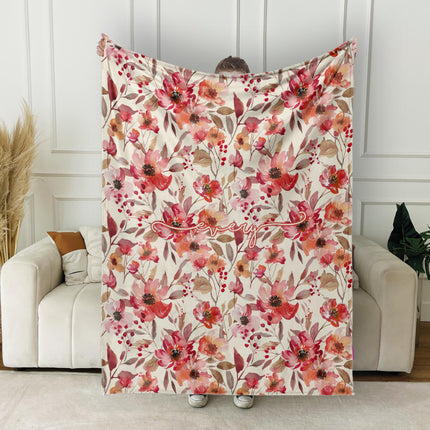 Personalized Floral Blanket: Vintage Style Minky or Sherpa Throw