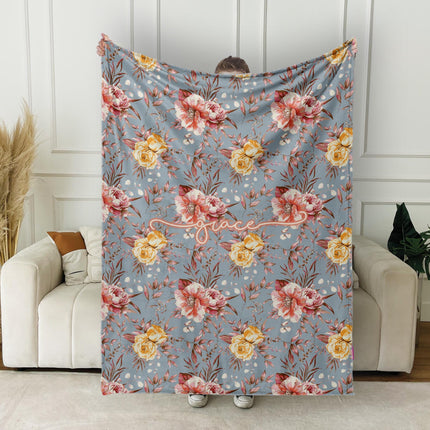Personalized Floral Blanket: Vintage Rustic Name Blanket