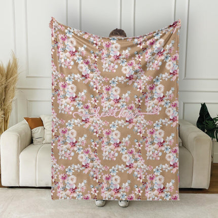 Personalized Floral Blanket: Vintage Style Minky or Sherpa Throw