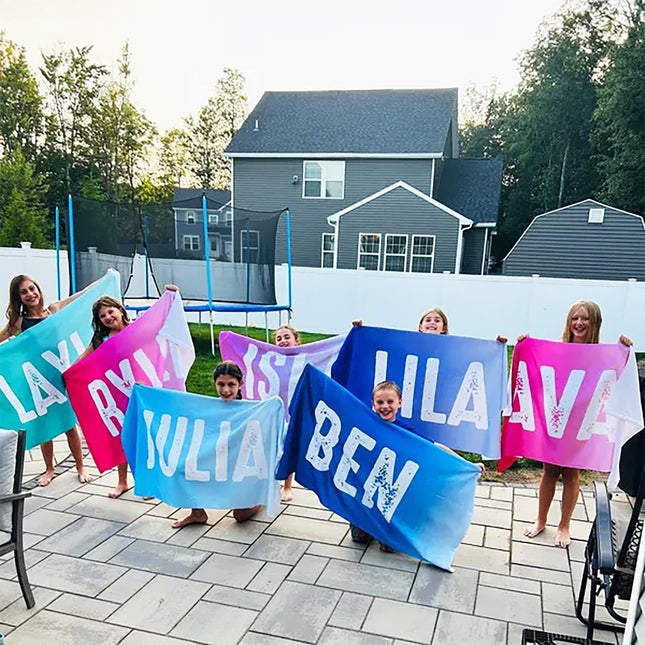 Solid Bold Font Style Personalized Beach Towel Personalized Name Bath Towel Custom Pool Towel Beach Towel With Name Outside Birthday Gift