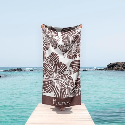 New Floral Design Personalized Beach Towel Personalized Name Bath Towel Custom Pool Towel Beach Towel Name Outside Birthday Vacation Gift