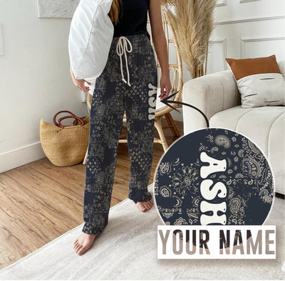 boho Personalized Pajama Pants, vintage western, Groovy style Christmas pajama pants, family pajama sets ,Custom pajamas, holiday gifts
