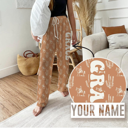 Personalized Boho Pajama Pants: Vintage Western Groovy Style