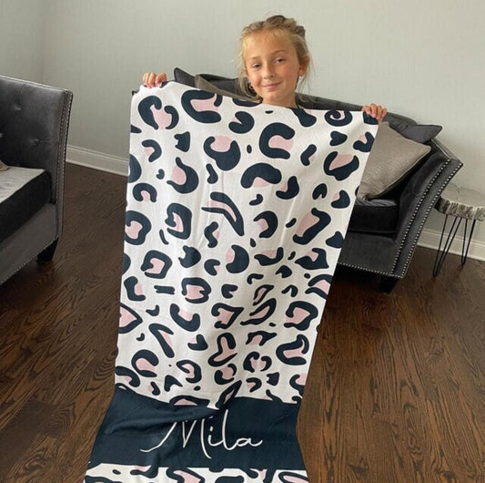 New Animal Print Style Personalized Beach Towel Personalized Name Bath Towel Custom Pool Towel Beach Towel With Name Outside Birthday Gift