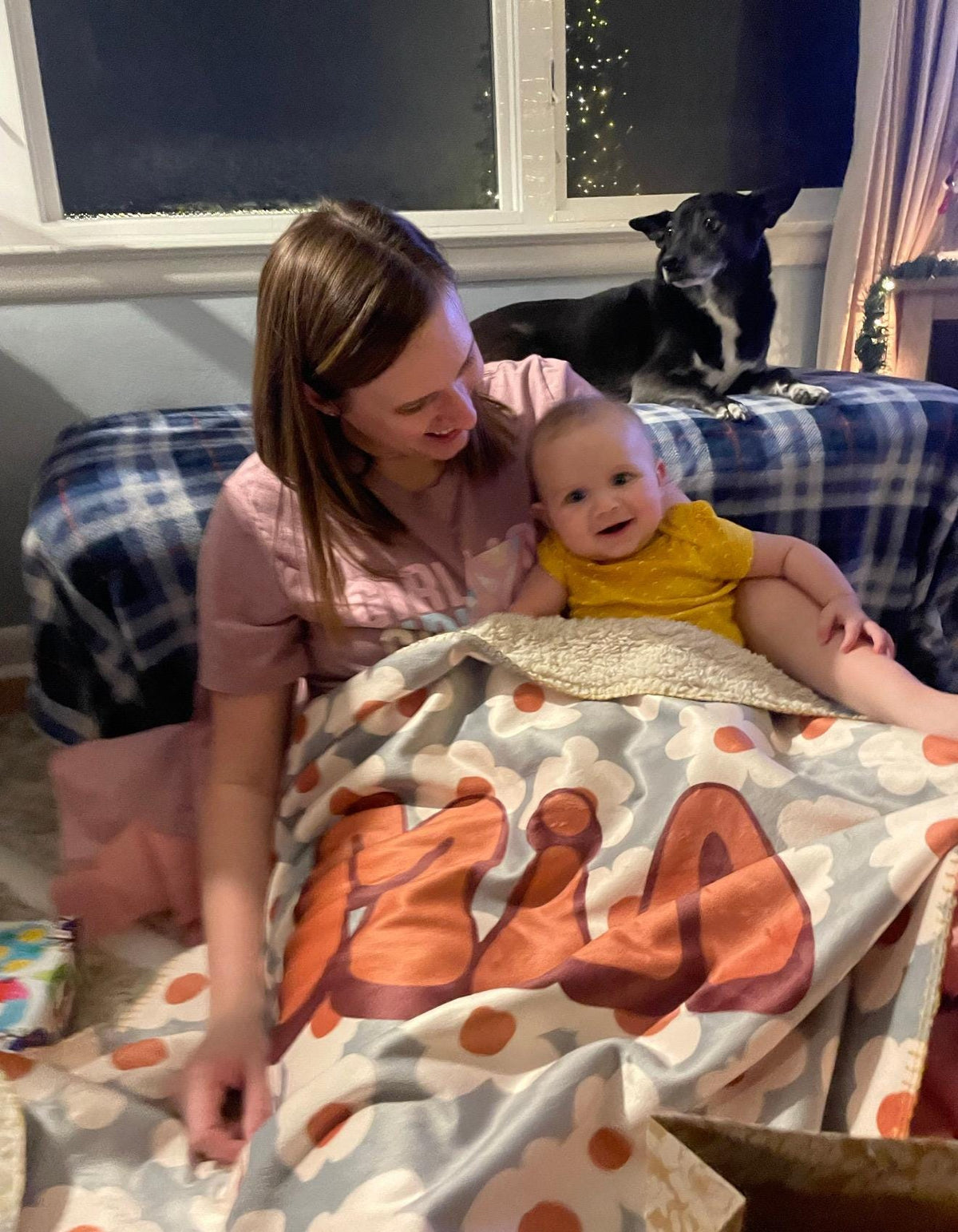 Personalized Retro Flower Blanket: Minky or Sherpa Fleece Baby Blanket