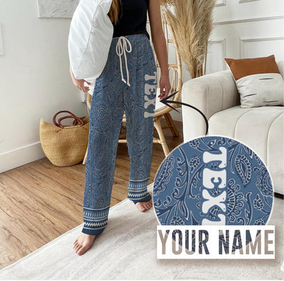 boho Personalized Pajama Pants, vintage western, Groovy style Christmas pajama pants, family pajama sets ,Custom pajamas, holiday gifts