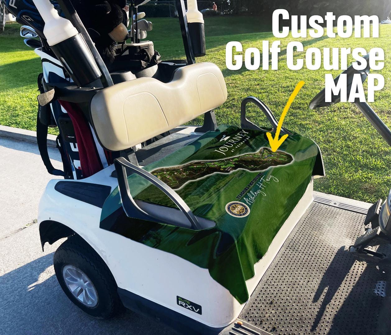Custom Golf Cart Seat Cover with Personalized Golf Course Map Design - Premium Cloth, Durable, Unique Gift for Golfers