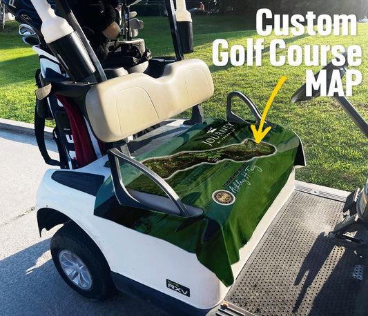 Custom Golf Cart Seat Cover with Personalized Golf Course Map Design - Premium Cloth, Durable, Unique Gift for Golfers