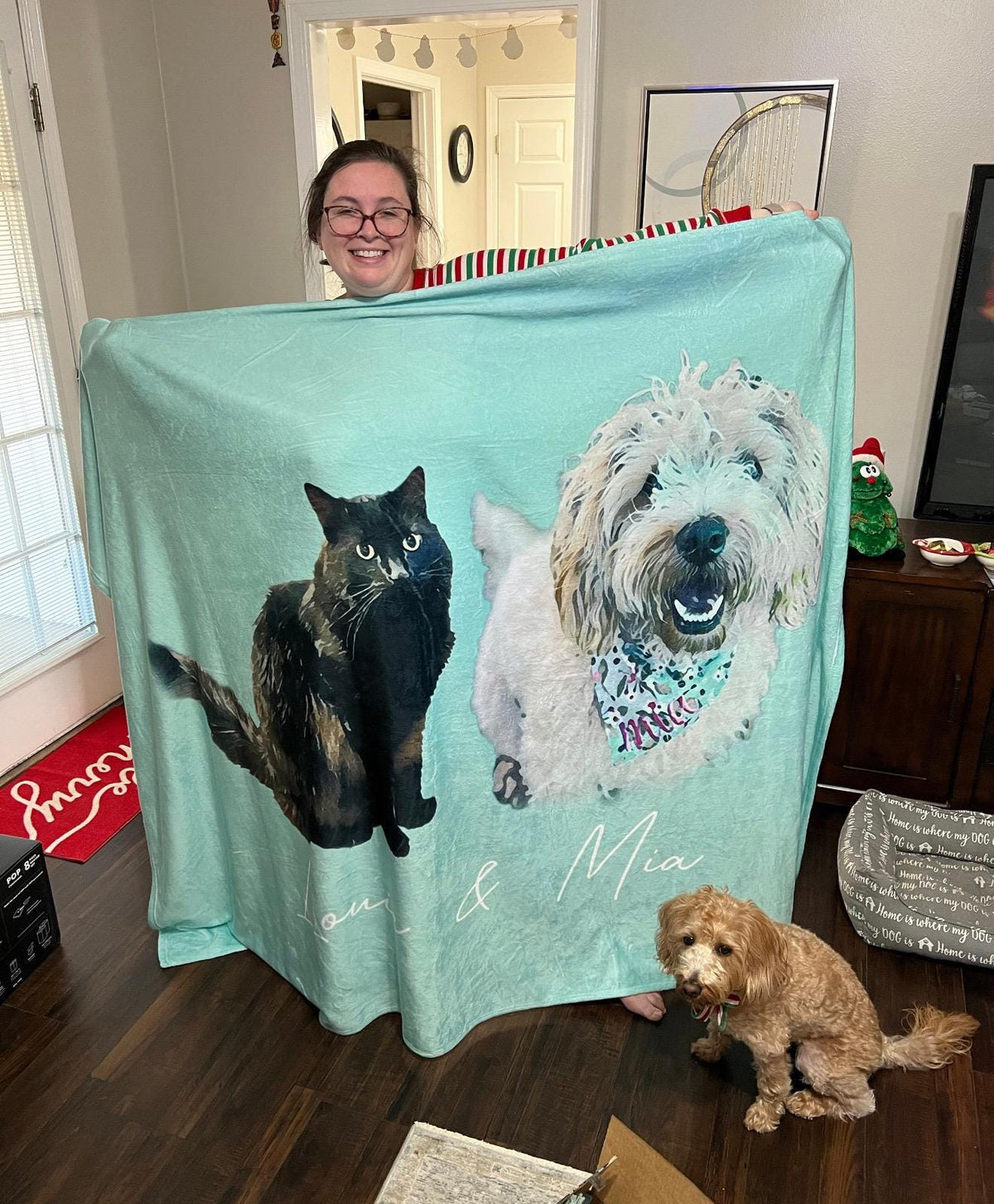 Custom Pet Photo Blanket: Personalized Dog/Cat Name Blanket
