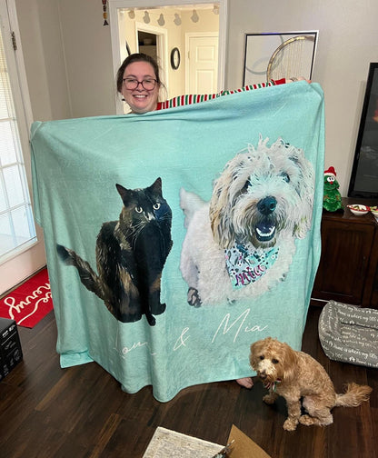 Custom Pet Photo Blanket: Personalized Dog/Cat Name Blanket