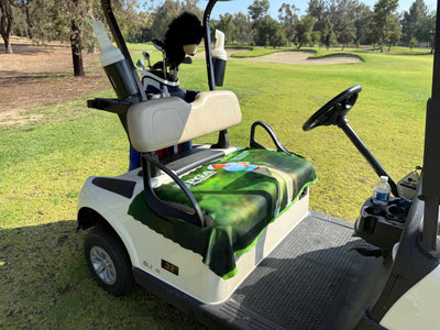 Custom Photo Golf Cart Seat Cover with Monogram Design, Premium Cloth Waterproof Golf Cart Accessory Gift