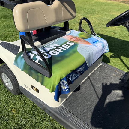 Custom Photo Golf Cart Seat Cover with Monogram Design, Premium Cloth Waterproof Golf Cart Accessory Gift