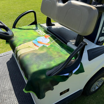 Custom Photo Golf Cart Seat Cover with Monogram Design, Premium Cloth Waterproof Golf Cart Accessory Gift