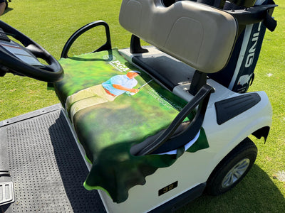 Custom Photo Golf Cart Seat Cover with Monogram Design, Premium Cloth Waterproof Golf Cart Accessory Gift