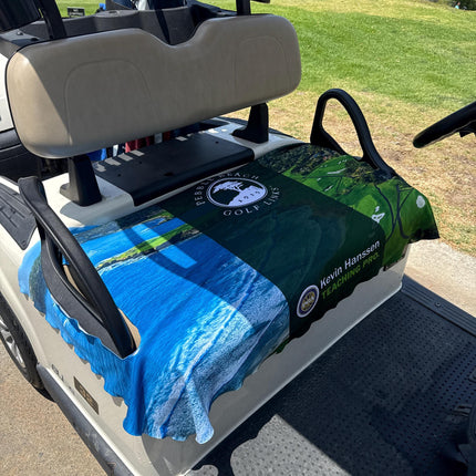 Custom Photo Golf Cart Seat Cover with Monogram Design, Premium Cloth Waterproof Golf Cart Accessory Gift