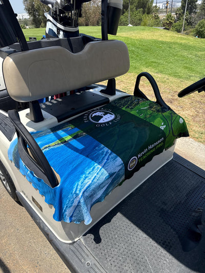 Custom Photo Golf Cart Seat Cover with Monogram Design, Premium Cloth Waterproof Golf Cart Accessory Gift