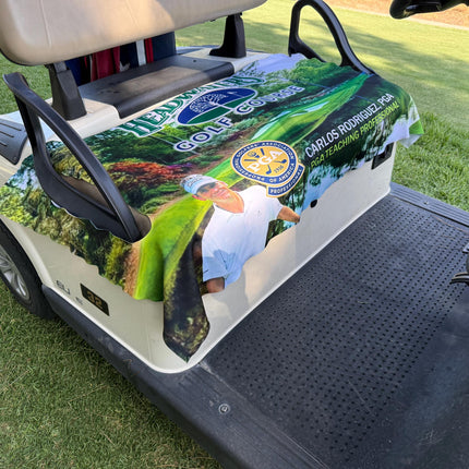 Custom Photo Golf Cart Seat Cover with Monogram Design, Premium Cloth Waterproof Golf Cart Accessory Gift