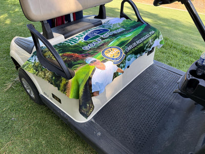 Custom Photo Golf Cart Seat Cover with Monogram Design, Premium Cloth Waterproof Golf Cart Accessory Gift