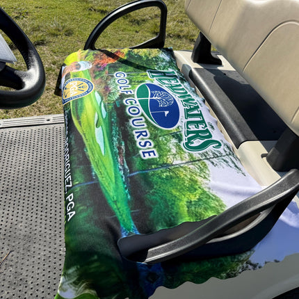 Custom Photo Golf Cart Seat Cover with Monogram Design, Premium Cloth Waterproof Golf Cart Accessory Gift