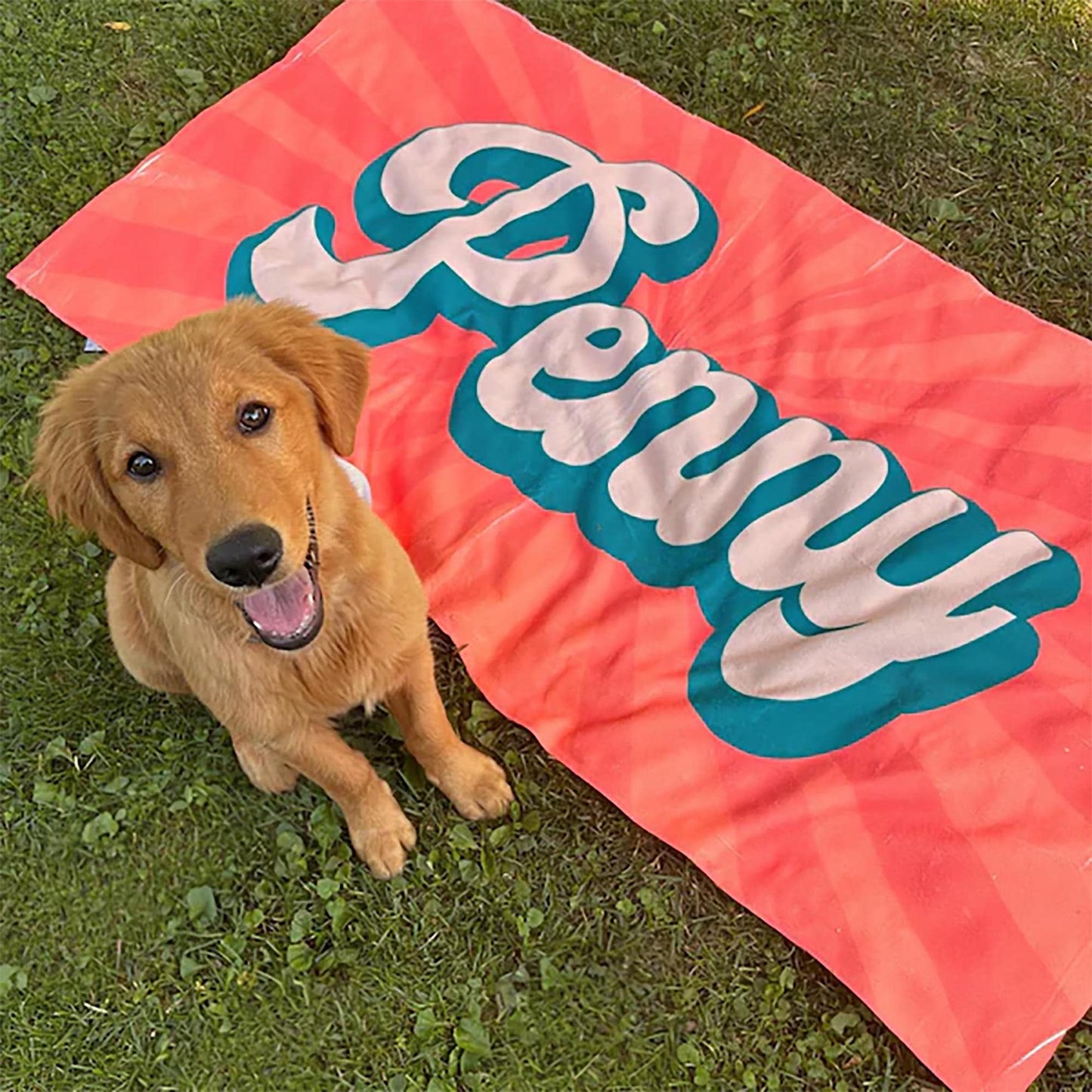 Groovy RETRO Style Personalized Beach Towel Personalized Name Bath Towel Custom Beach Towel With Name Outside Birthday Vacation Gift