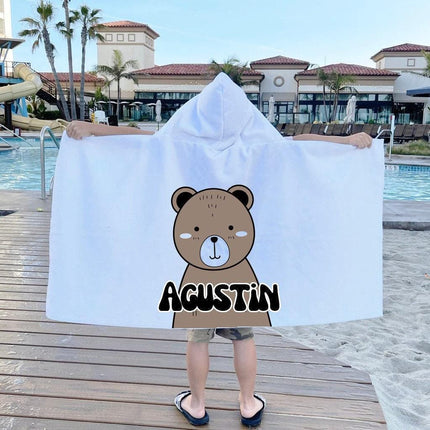 Personalized Kids Hooded Towel: Animal Style Beach Towel