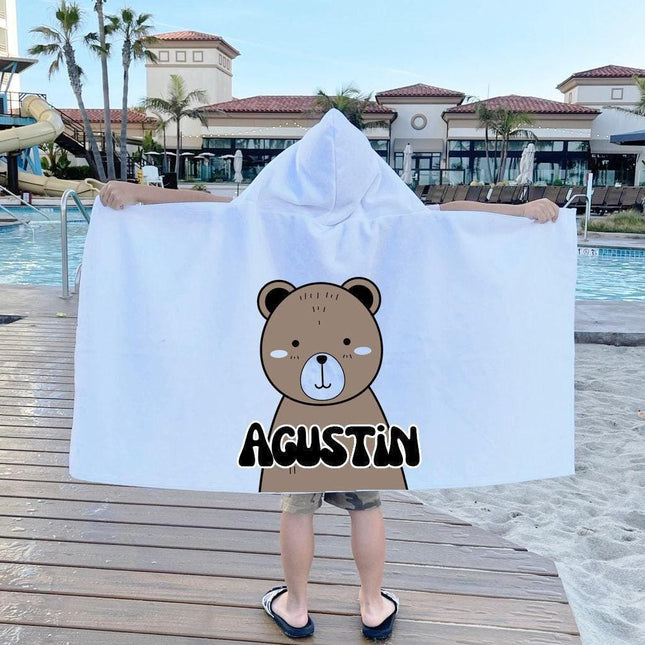 Personalized Kids Hooded Towel: Animal Style Beach Towel