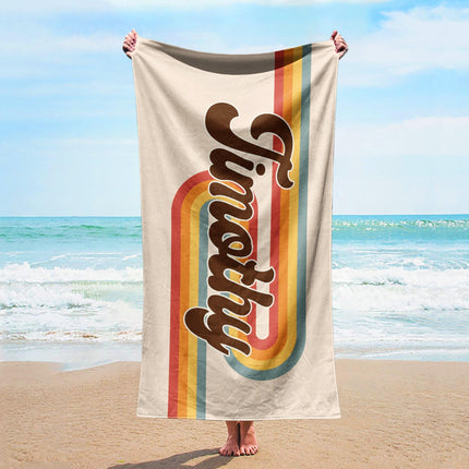 Groovy Personalized Beach Towel: Retro Name Bath Towel