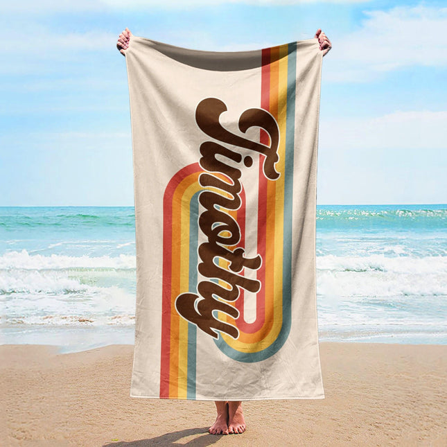 Groovy Personalized Beach Towel: Retro Name Bath Towel