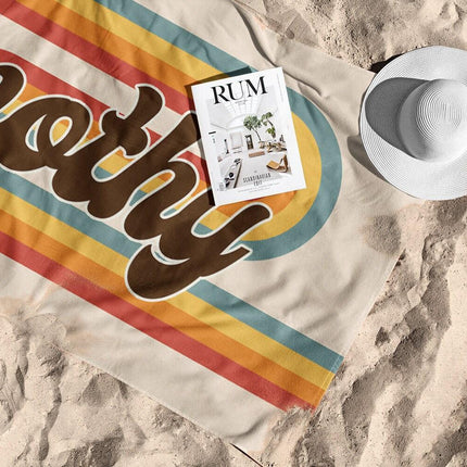 Groovy Personalized Beach Towel: Retro Name Bath Towel