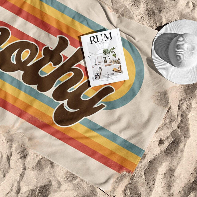 Groovy Personalized Beach Towel: Retro Name Bath Towel