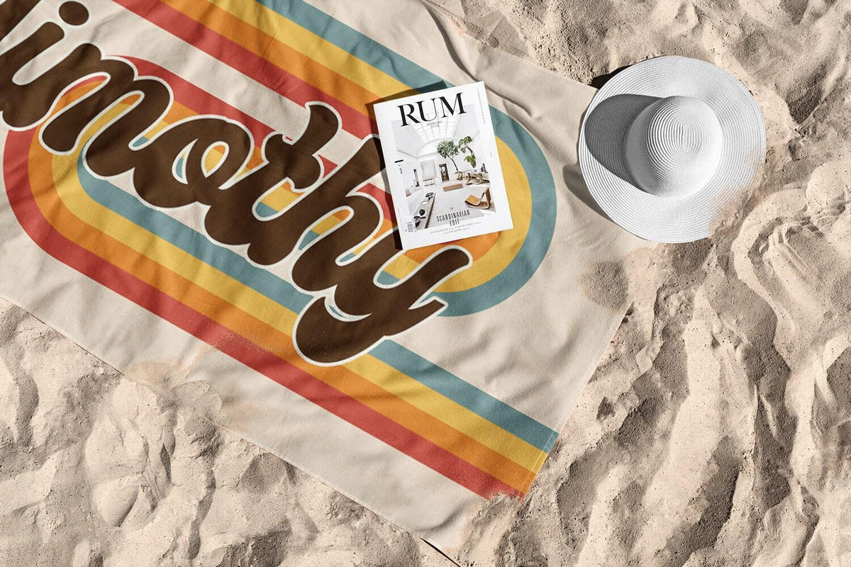 Groovy Personalized Beach Towel: Retro Name Bath Towel