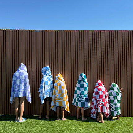 Personalized Kids Hooded Towel: Retro Vans Checkerboard, Custom Name