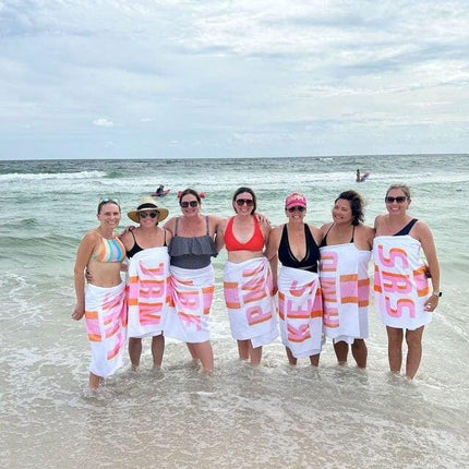 Personalized Beach Towel: Custom Name, Stripe Design, Vacation Gift