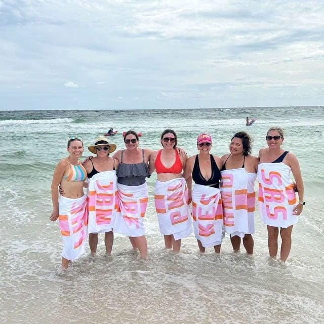 Personalized Beach Towel: Custom Name, Stripe Design, Vacation Gift