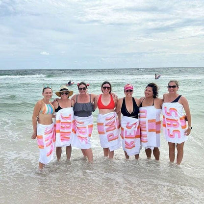 Personalized Beach Towel: Custom Name, Stripe Design, Vacation Gift
