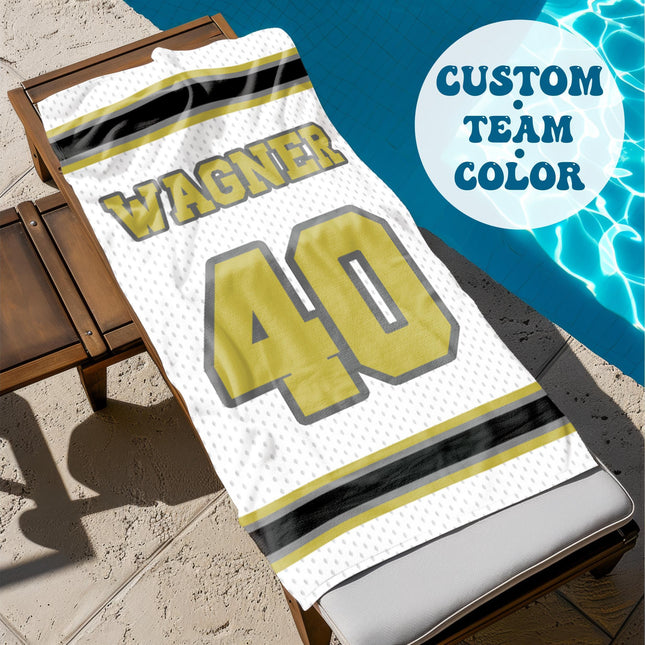 Personalized Sports Team Beach Towel: Retro Style, Custom Name