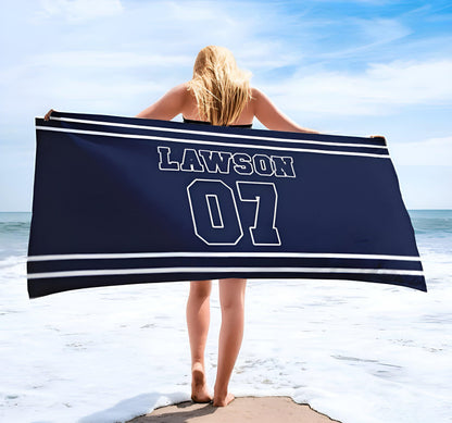 Personalized Sports Beach Towel: Custom Name Bath & Pool Towel