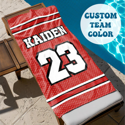 Personalized Sports Team Beach Towel: Retro Style, Custom Name