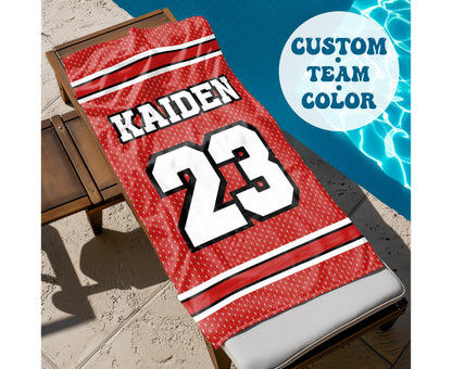 Personalized Sports Team Beach Towel: Retro Style, Custom Name