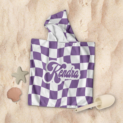 Personalized Checkerboard Beach Towel: Retro Style Custom Name Gift