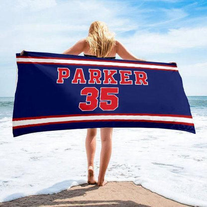 Personalized Sports Beach Towel: Custom Name Bath & Pool Towel