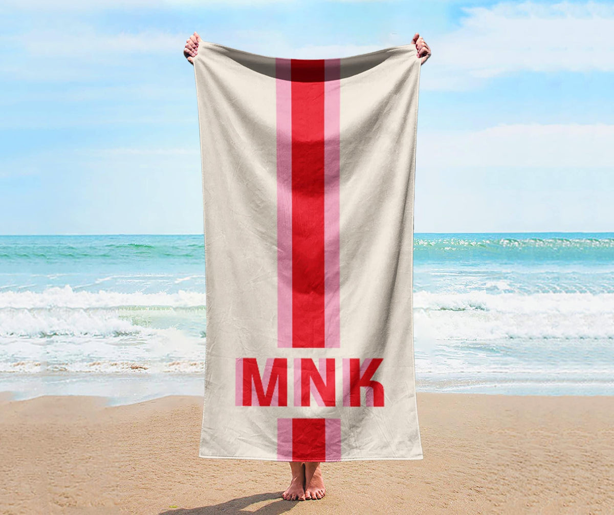 Personalized Beach Towel: Custom Name, Striped Cotton Bath Towel