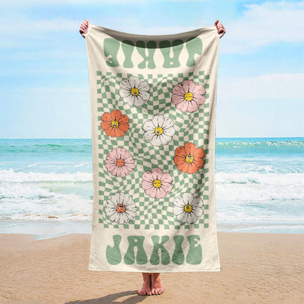 Personalized Smile Face Beach Towel: Custom Name Pool Towel