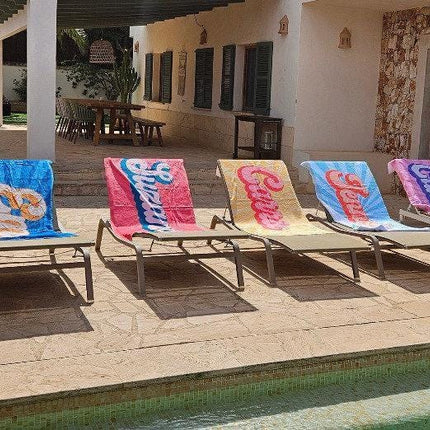 Personalized Retro Beach Towel: Groovy Custom Name Bath Towel