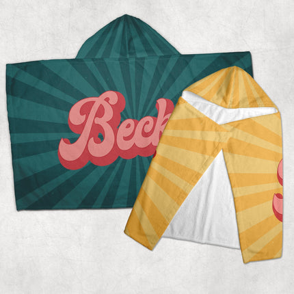Personalized Retro Beach Towel: Custom 70s Groovy Name Bath Towel