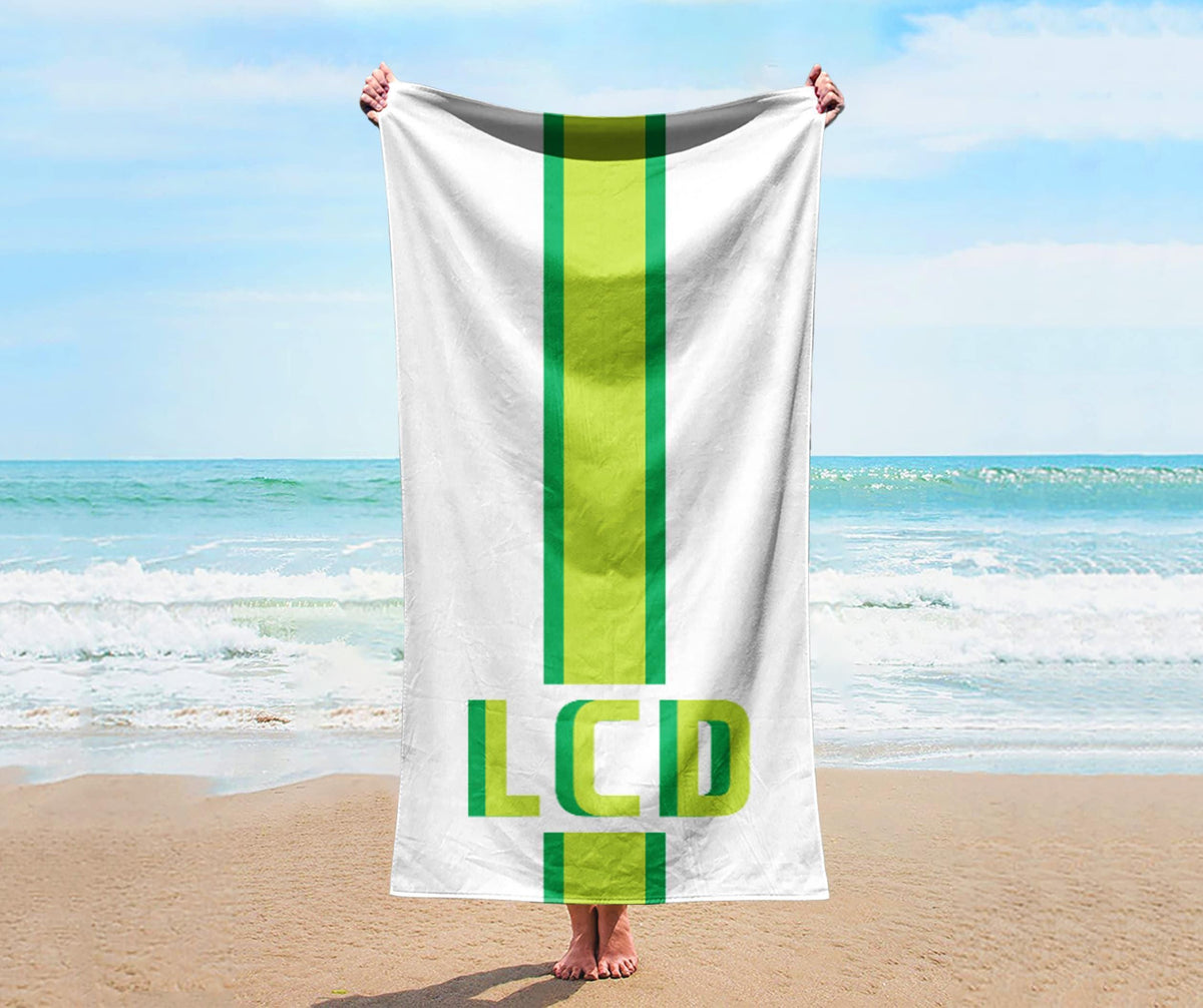 Personalized Beach Towel: Custom Name, Striped Cotton Bath Towel
