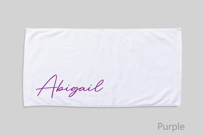 Personalized Script Name Beach Towel: Custom Birthday Vacation Gift
