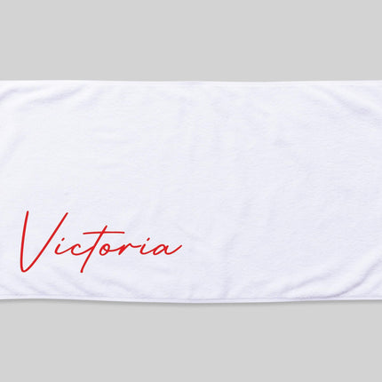Personalized Script Name Beach Towel: Custom Birthday Vacation Gift