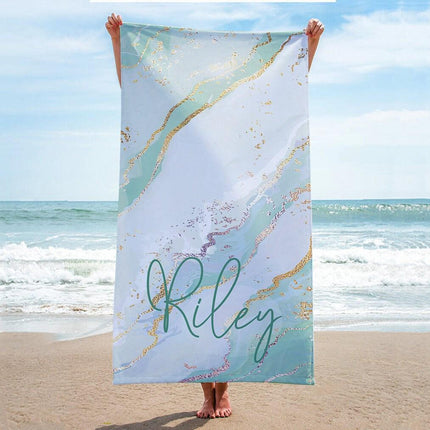 Personalized Gradient Glitter Beach Towel: Custom Name Round Pool Towel
